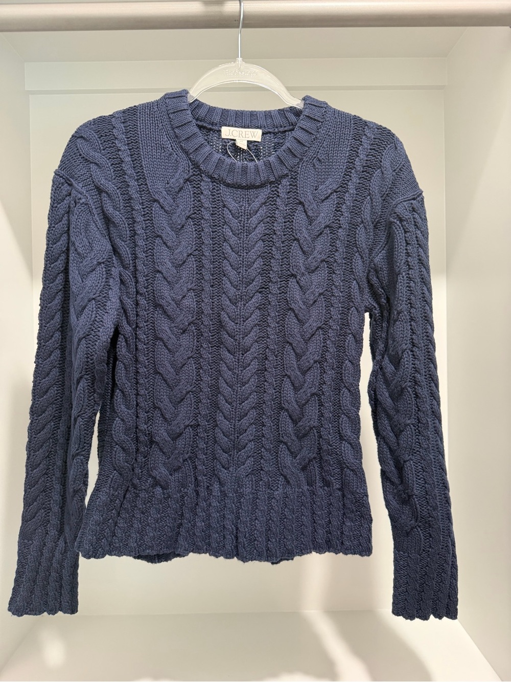 NEW J.CREW Cable-knit Crewneck Sweater Size XS Navy CN860 100% cotton - Picture 6 of 10